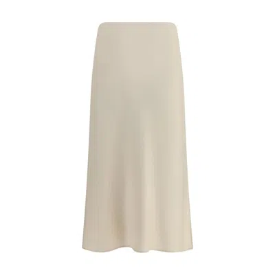 Brunello Cucinelli Cream Acetate Midi Skirt In White