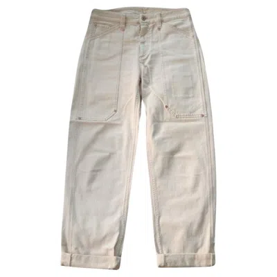 Pre-owned Brunello Cucinelli Cream Baggy Straight Leg Cargo Jean Pants In White