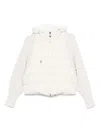 Brunello Cucinelli Cream-colored Short Down Jacket With Knitted Sleeves