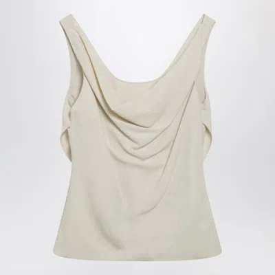 Brunello Cucinelli Cream-colored Top In Fluid Viscose And Linen Twill Women In White