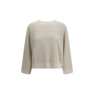 Brunello Cucinelli Cream Cotton Sweatshirt In Neutral