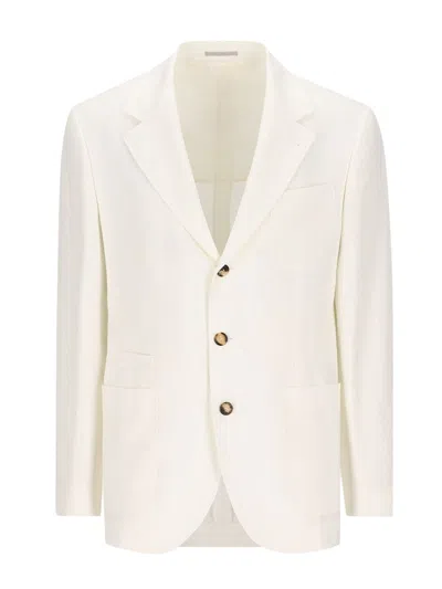 Brunello Cucinelli Deconstructed Single-breasted Jacket Patch Pockets In White