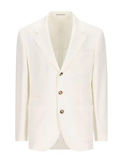 Brunello Cucinelli Deconstructed Single-breasted Jacket Patch Pockets In White