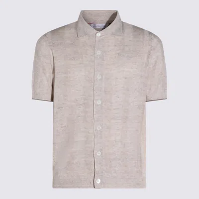 Brunello Cucinelli Cream Linen Blend Shirt In Neutral
