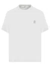 Brunello Cucinelli Crew Neck T-shirt With Subtle Logo Print In White
