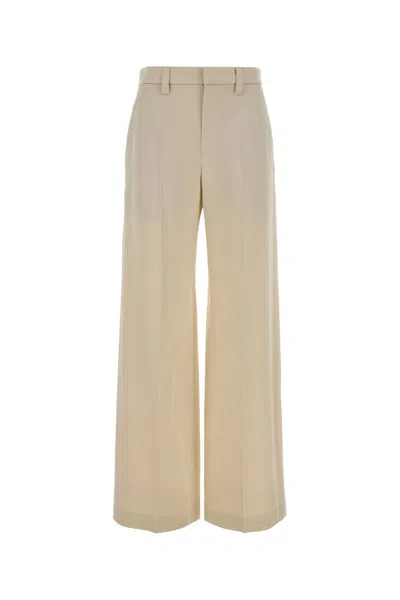 Brunello Cucinelli Cream Satin Wide-leg Pant In Orange