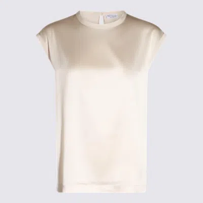 Brunello Cucinelli Cream Silk Shirt In Multicolor