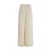 Brunello Cucinelli Women Ivory Fluid Twill Sartorial Wrap Trousers