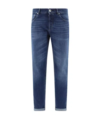 Brunello Cucinelli Crease-effect Straight-leg Jeans In Blue