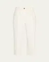 Brunello Cucinelli Creased Square Cotton Wool Chino Pants In White