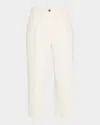 Brunello Cucinelli Creased Square Cotton Wool Chino Pants In White