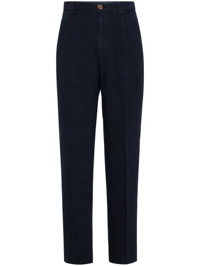 Brunello Cucinelli Creased Straight Trousers In Blue