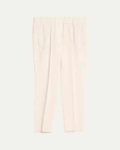 Brunello Cucinelli Crepe Cady Slim-leg Ankle Pull-on Pants In White