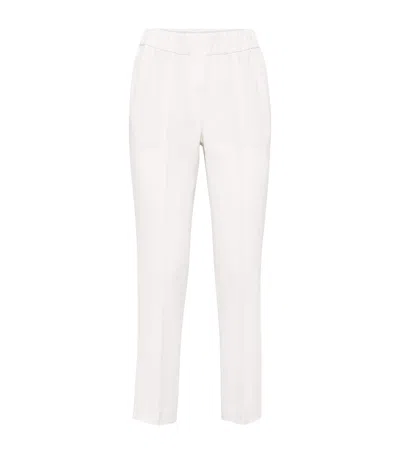Brunello Cucinelli Crepe Cady Slim Trousers In White