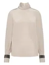 Brunello Cucinelli Crêpe De Chine Blouse In Neutral