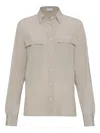 Brunello Cucinelli Crepe De Chine Shirt In Neutral