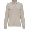Brunello Cucinelli Crepe De Chine Shirt In Gray