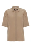 Brunello Cucinelli Crêpe De Chine Shirt In Beige