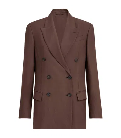 Brunello Cucinelli Crepe Double-breasted Blazer In Brown