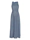 Brunello Cucinelli Linen And Virgin Wool Twill Dress In Blue