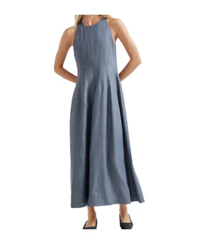 Brunello Cucinelli Crepe Maxi Dress In Blue