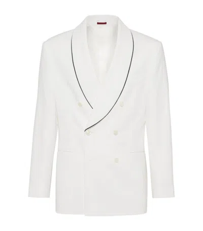 Brunello Cucinelli Single-breasted Silk Blazer In Off White