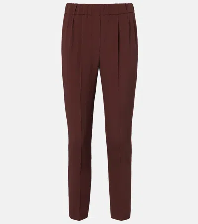 Brunello Cucinelli Crêpe Straight Pants In Brown