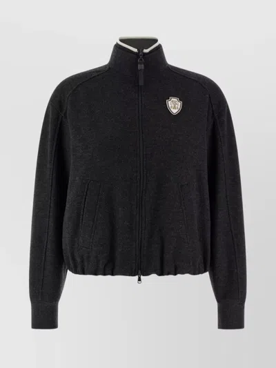 Brunello Cucinelli Heraldic Coat Of Arms Sweatshirt Gray In Black
