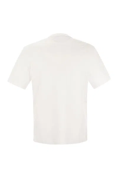 Brunello Cucinelli Crew-neck Basic Fit Cotton Jersey T-shirt With Print In White
