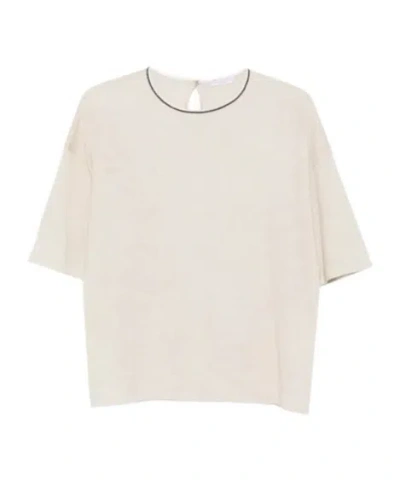 Brunello Cucinelli Crew-neck Cashmere-blend T-shirt In Pink