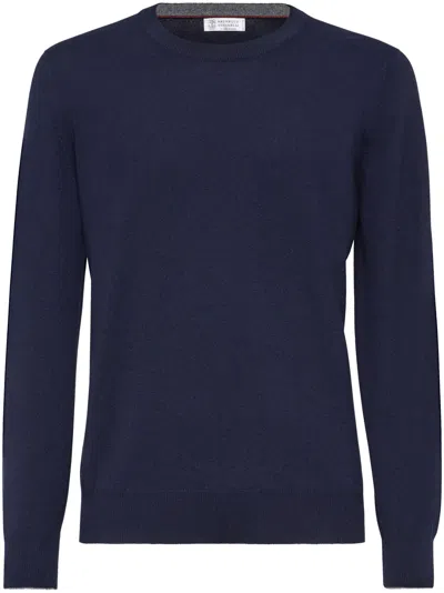 Brunello Cucinelli Crew-neck Cashmere Jumper In Blue