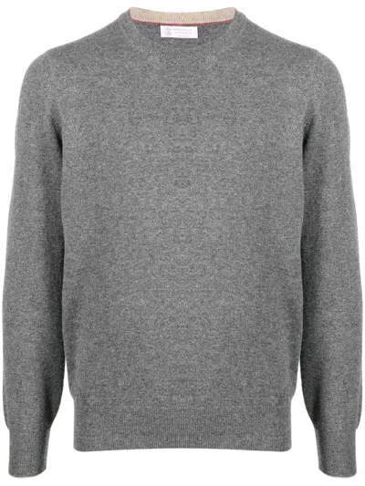 Brunello Cucinelli Cashmere Crew-neck Sweater In Grey
