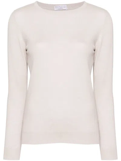 Brunello Cucinelli Crew-neck Cashmere Jumper In Neutrals