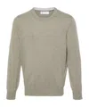 Brunello Cucinelli Cashmere Crew Neck Sweater With Contrasting Edge In Nude