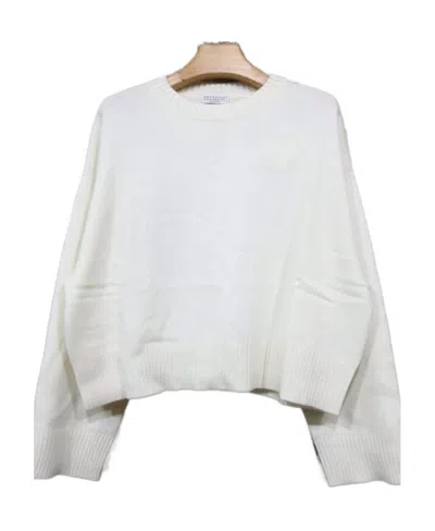 Brunello Cucinelli Crew-neck Cashmere Jumper In White