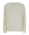 Brunello Cucinelli White Crewneck Sweater In Ribbed Cashmere Woman In White