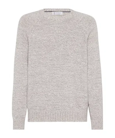 Brunello Cucinelli Crew-neck Cashmere Jumper In White