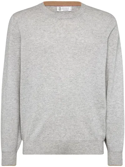 Brunello Cucinelli Crew-neck Cashmere Pullover In Gray
