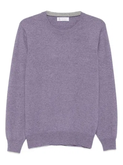 Brunello Cucinelli Crew-neck Cashmere Sweater In Purple