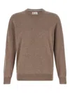 Brunello Cucinelli Cashmere Crew Neck Sweater With Ribbed Cuffs And Hem In Brown