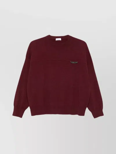 BRUNELLO CUCINELLI CREW NECK CASHMERE SWEATER WITH EMBROIDERED DETAIL