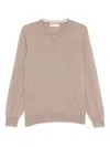 Brunello Cucinelli Cashmere Crew Neck Sweater With Contrasting Edge In Gray