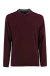Brunello Cucinelli Men Crew-neck Cotton Jersey T-shirt With Long Sleeves In Red