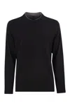 Brunello Cucinelli Men Crew-neck Cotton Jersey T-shirt With Long Sleeves In Black