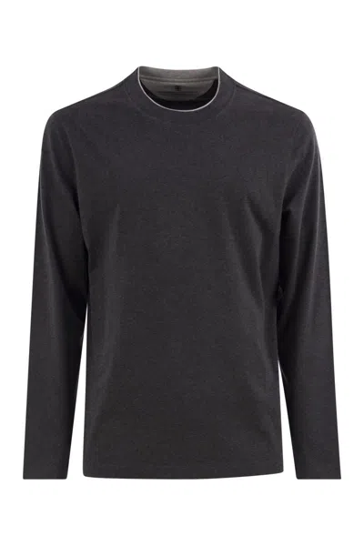 BRUNELLO CUCINELLI BRUNELLO CUCINELLI CREW-NECK COTTON JERSEY T-SHIRT WITH LONG SLEEVES