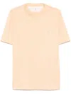 Brunello Cucinelli Crew-neck Cotton Jersey T-shirt With Printed Logo In Light Orange