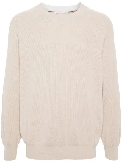Brunello Cucinelli Crew-neck Cotton Jumper In Multicolor