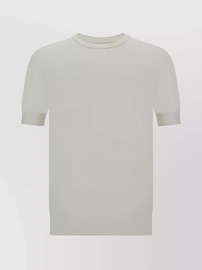 Brunello Cucinelli Crew Neck Cotton T-shirt Monochrome Pattern In Neutral
