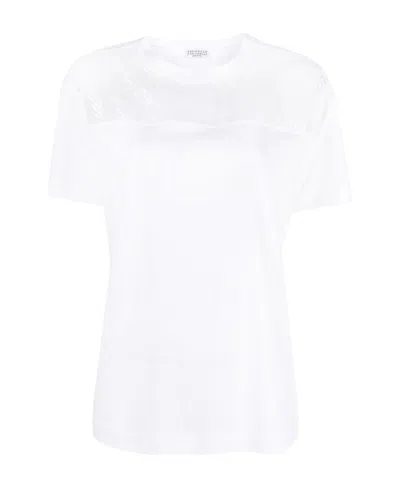 Brunello Cucinelli Versatile Crew Neck Short Sleeve Top In White