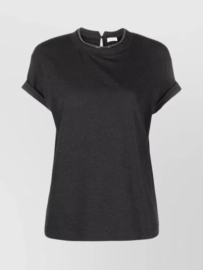 Brunello Cucinelli Keyhole-detail Cotton T-shirt In Grey